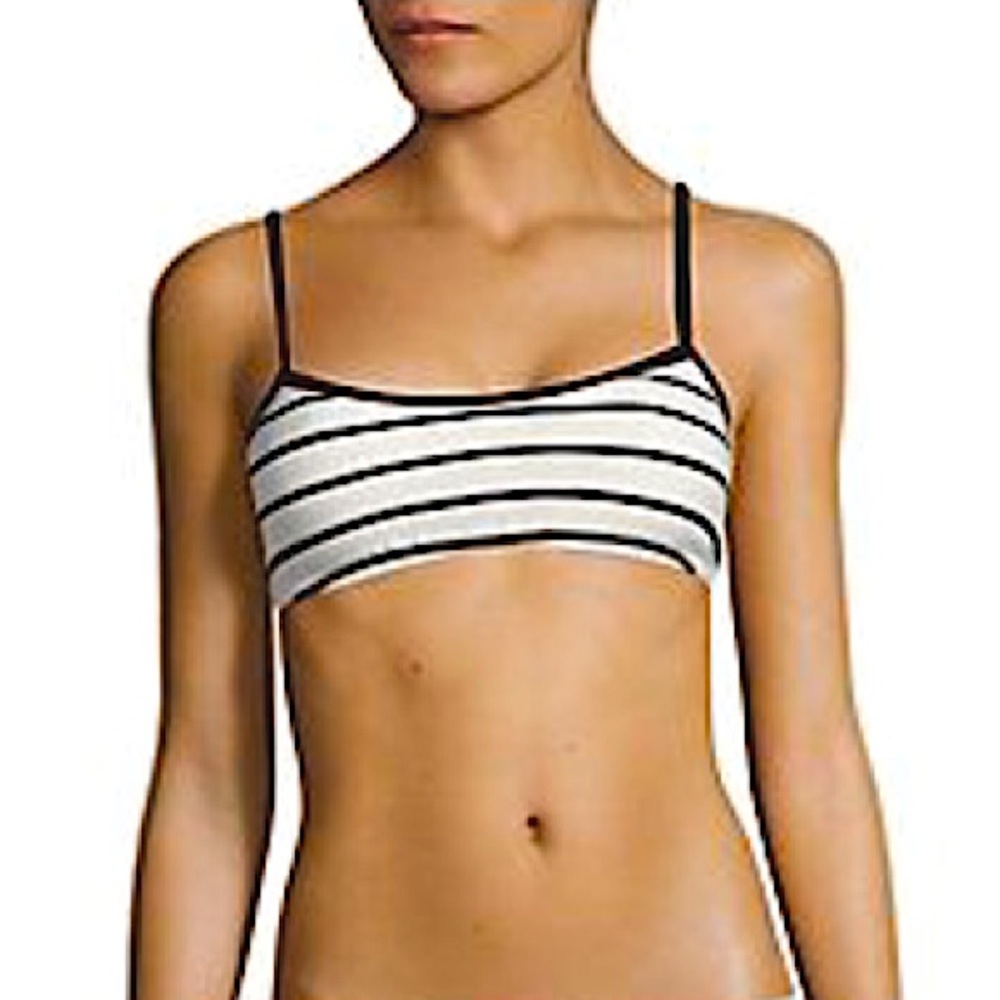 Kate Spade Black and White Striped Bikini Top in Medium